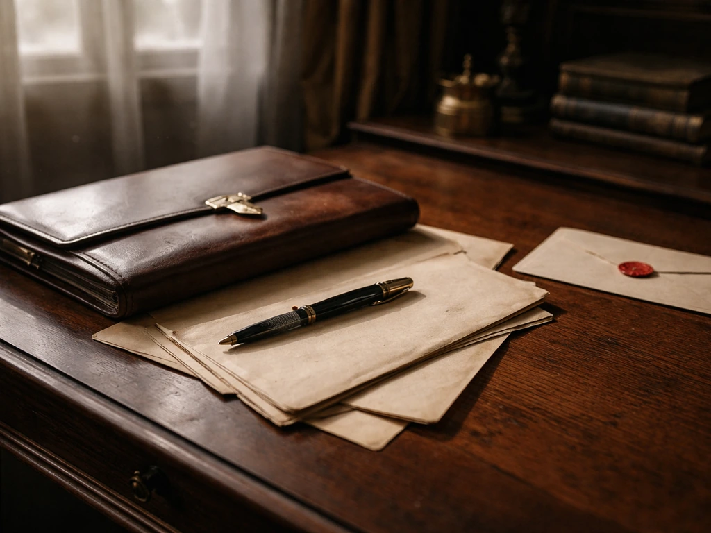 Moody archive desk scene with vintage documents and a sealed envelope symbolizing inheritance and family wealth