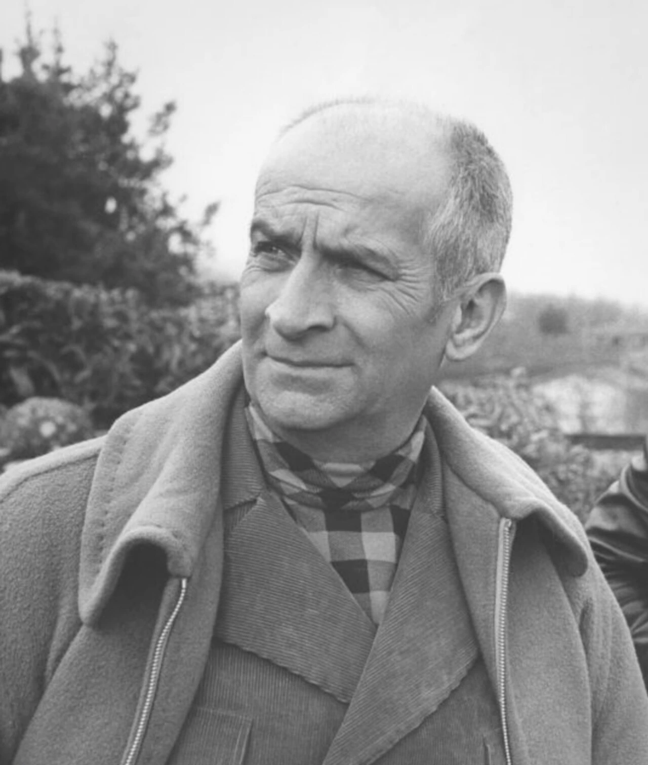 Louis de Funès in a black-and-white portrait photo
