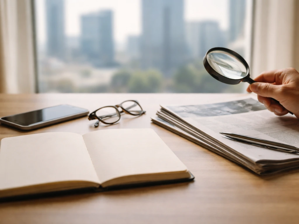 Minimal desk scene with glasses and magazines, suggesting cross-checking reported wealth figures.