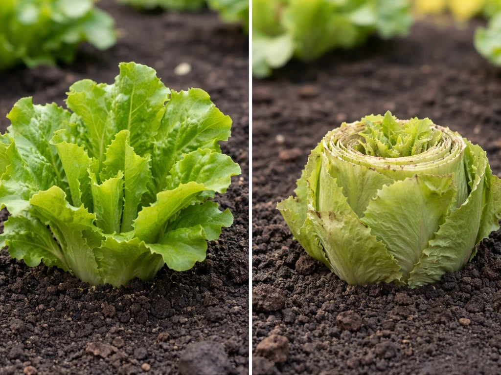 Side-by-side lettuce regrowth: loose-leaf crown sprouting new leaves vs head lettuce minimal regrowth.