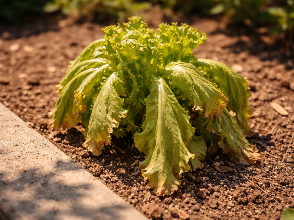 Wilting lettuce leaves in warm sun, showing heat stress near a hot window spot.