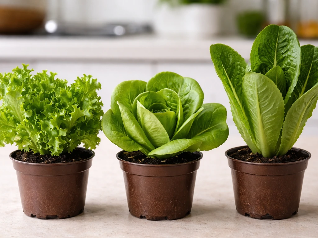 Close-up of loose-leaf, butterhead, and romaine lettuce plants showing distinct leaf shapes.