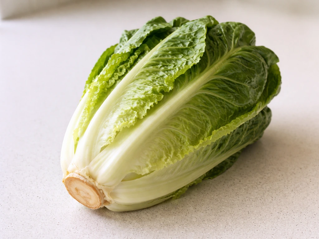 Close-up of a store-bought romaine lettuce crown with the bottom inch cut, ready to regrow.