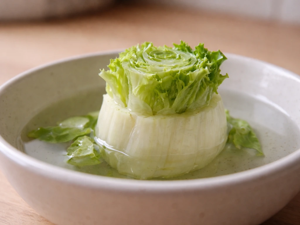 Lettuce stump cut-side up in a shallow bowl with just enough water to cover the base.