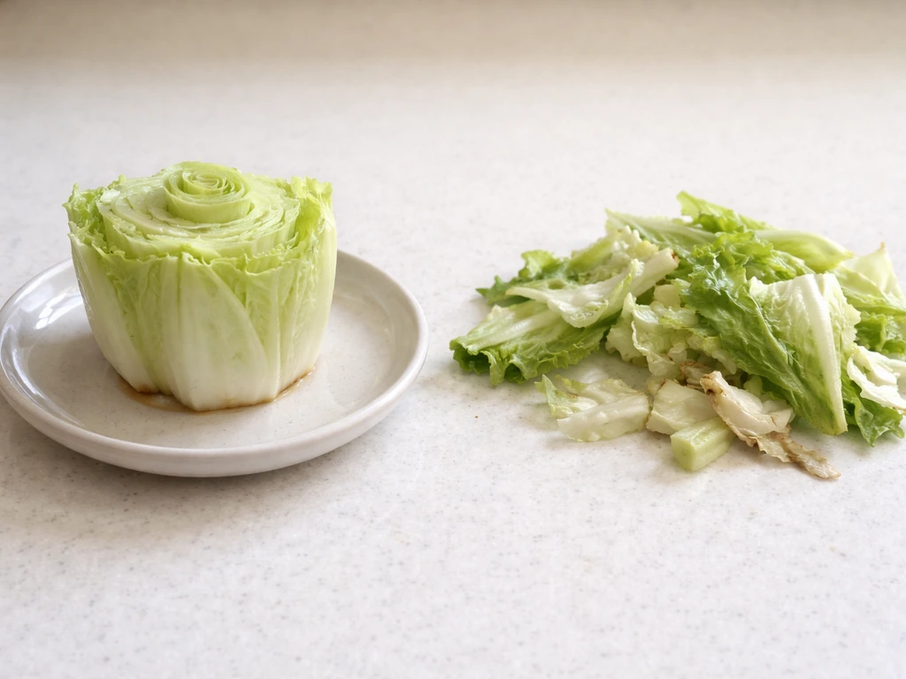Two lettuce cuttings side-by-side: iceberg core/crown looks ready to regrow, while loose outer scraps are not.