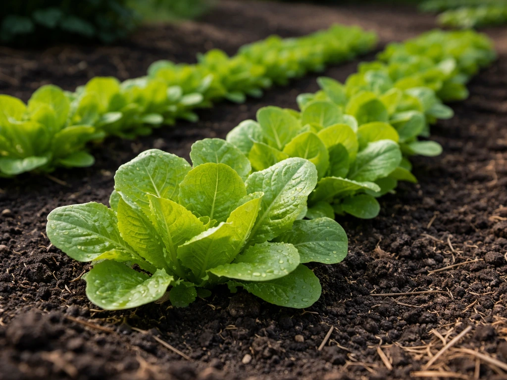 Close-up of healthy lettuce seedlings growing in a small UK garden bed, ready for harvest