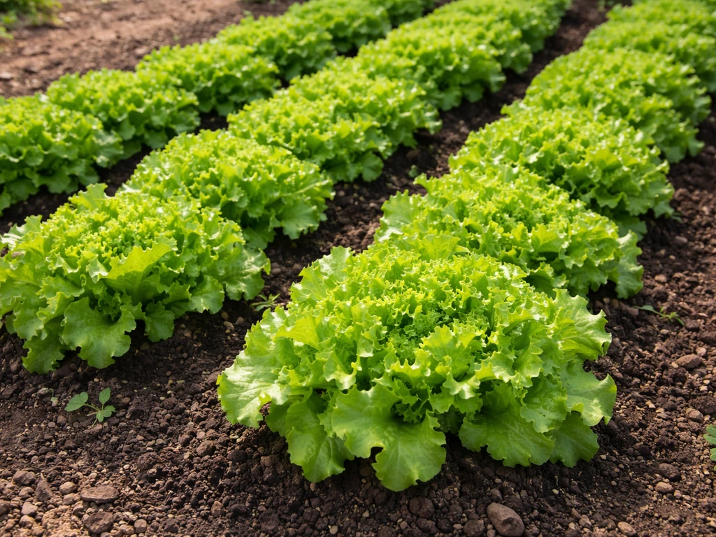 Thriving leaf lettuce in a garden bed with crisp green leaves, ready for harvest