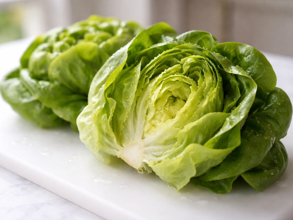 Fresh butterhead lettuce with tender inner hearts and soft leafy texture on a clean kitchen surface