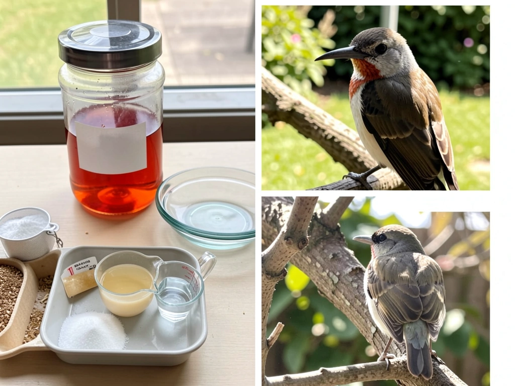 Nectar, water for bathing, and bird-feather check in natural light for daily observation