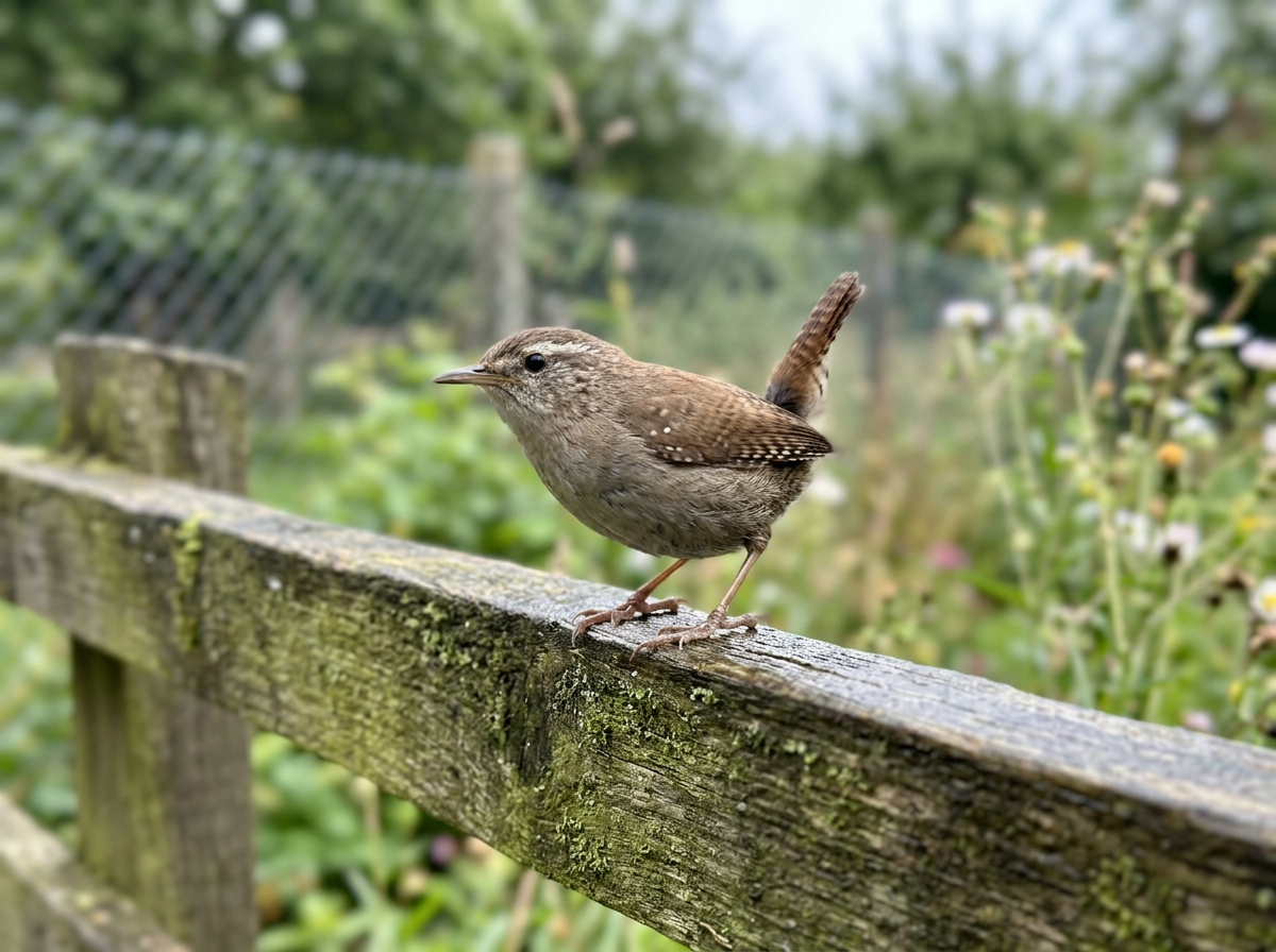 Backyard setup to reduce stress: feeder with correctly sized perch near shrubs