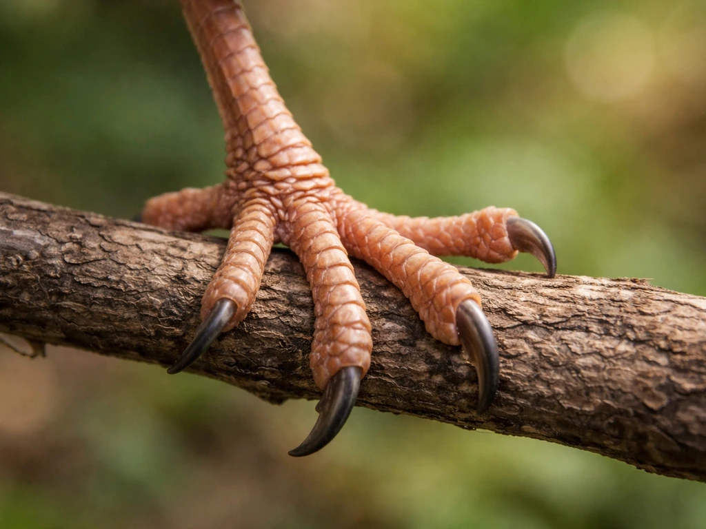 Close-up of a bird foot showing toe joints and boundaries for counting from the tarsometatarsus.