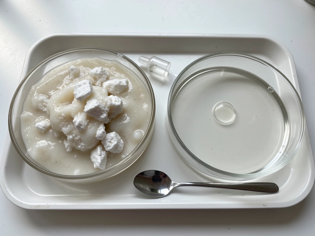 Comparison of chalky urate texture versus clear liquid urine