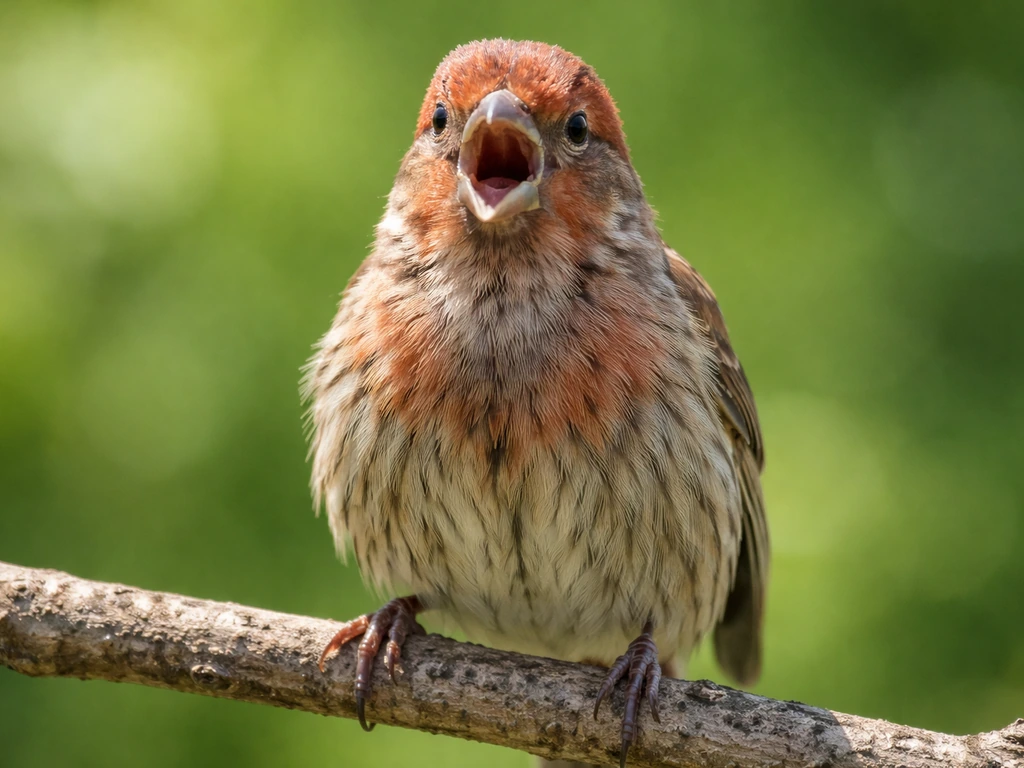 Small bird in hot conditions with mouth open and throat membrane vibrating during gular fluttering