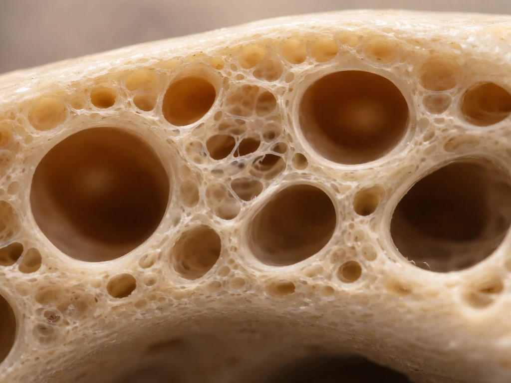 Close-up cross-section of a pneumatic bird bone wall with hollow air cavities and foramina openings.