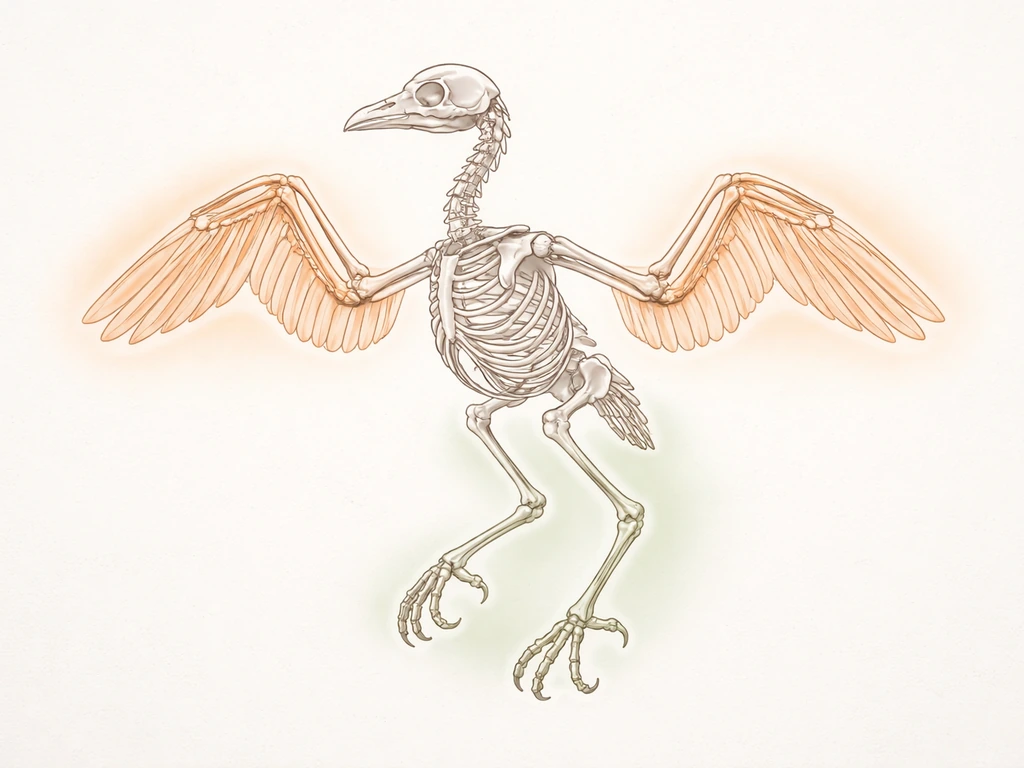 Minimal generic bird skeleton with wing and leg sections highlighted for bone counts.
