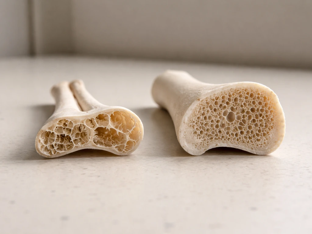 Anatomy-style comparison of a bird wing bone and a human forearm bone on a neutral background