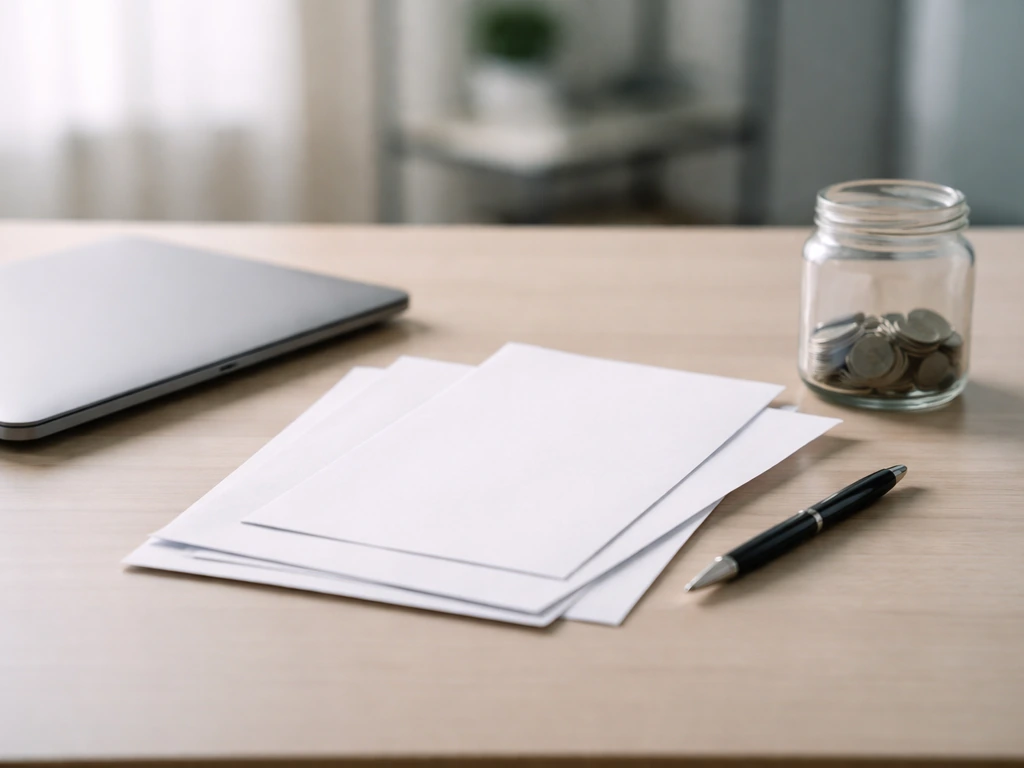 Minimal desk scene with scattered documents and a closed laptop, symbolizing unverified net worth reasoning