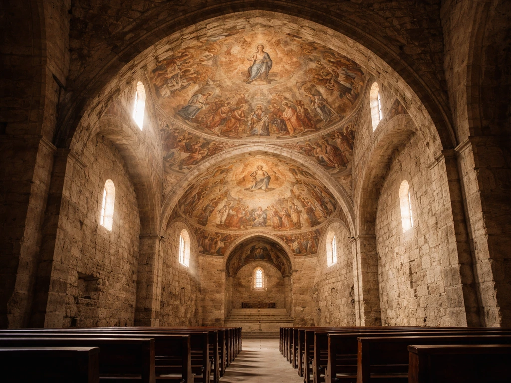 Wide view of the Sistine Chapel ceiling frescoes, emphasizing preservation and cultural heritage