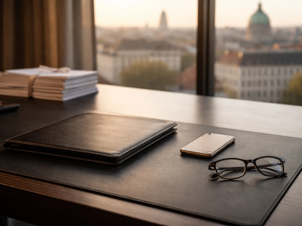 Minimal office scene symbolizing an Italian billionaire identity and business/media coverage
