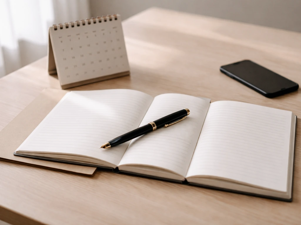 Minimal desk scene with two open notebooks and a pen, suggesting comparing conflicting numbers by date.