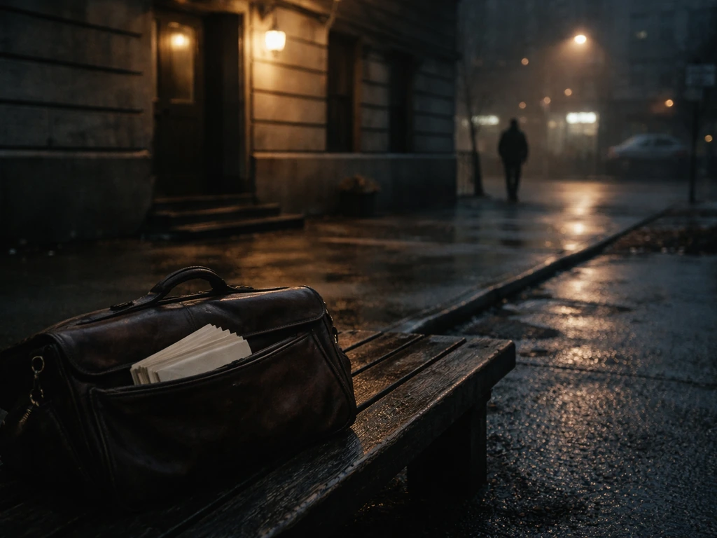 Moody archival-style Bronx street scene at dusk with a blurred old building, symbolizing hidden wealth and verification