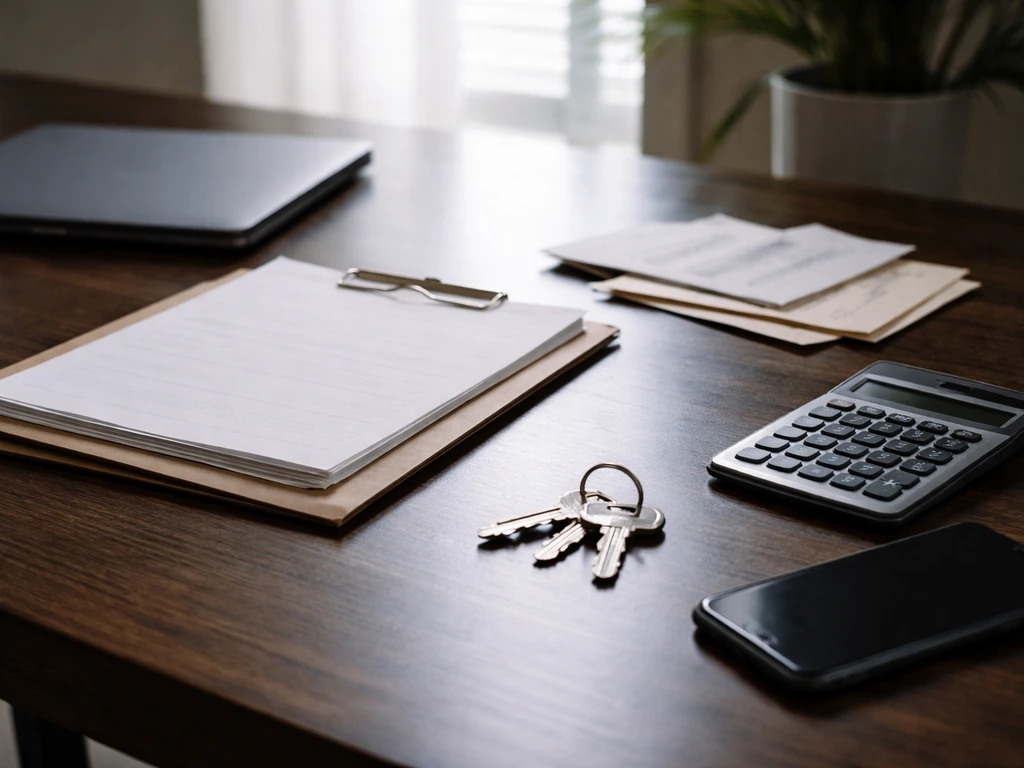 Minimal photo of a desk with documents and a smartphone, symbolizing how net worth estimates are compiled