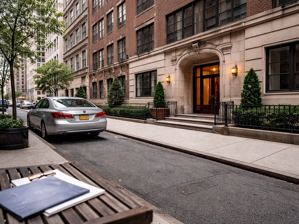 Manhattan condo building facade on East 49th Street with a calm street scene suggesting a verified property transaction