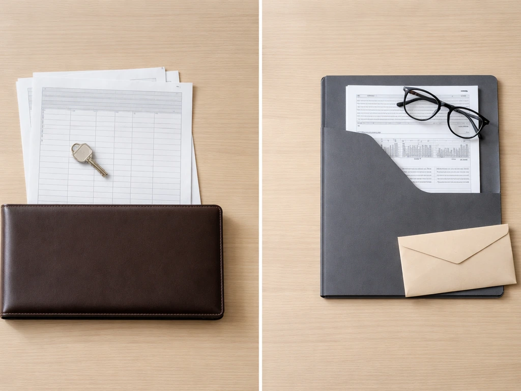 Minimal desk scene with a split view of real estate key and investment papers, symbolizing what net worth estimates incl