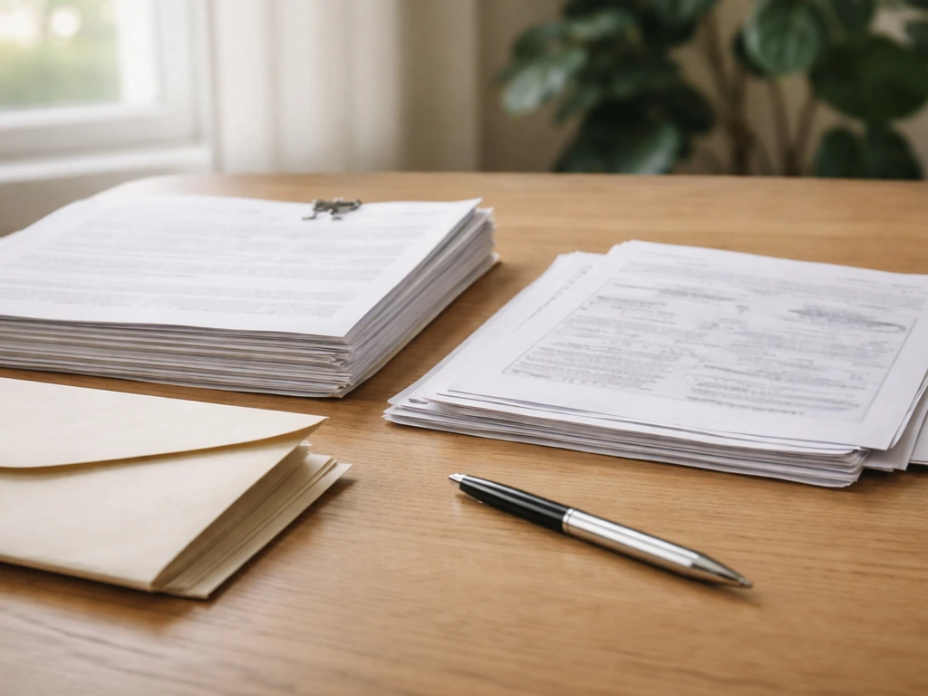 Mortgage papers, lender statement, and tax documents laid on a table representing liabilities.