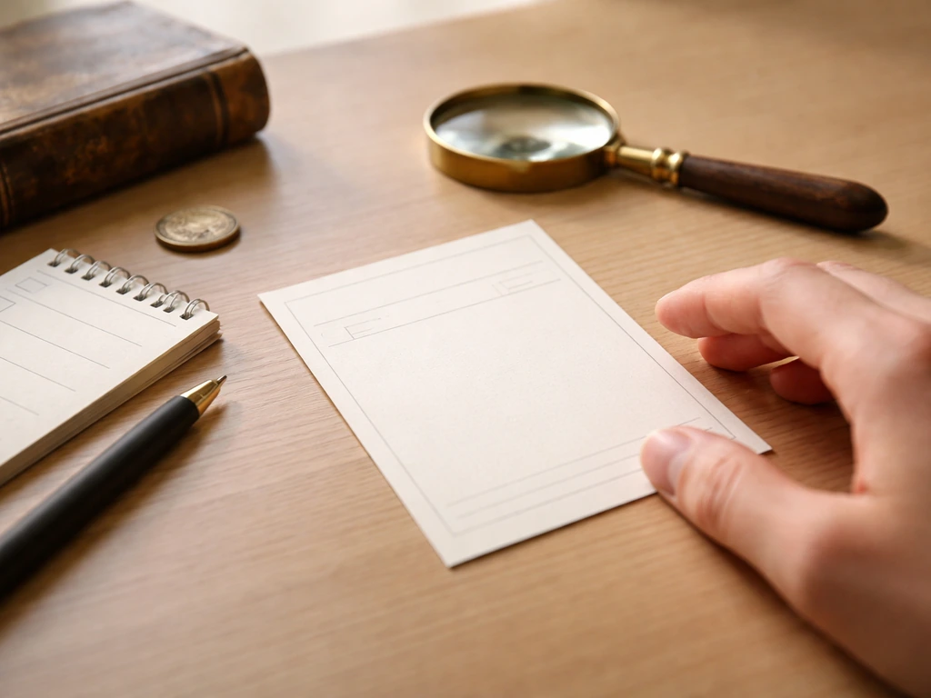 Magnifying glass over a blank estimate card with a checklist notepad on a desk.