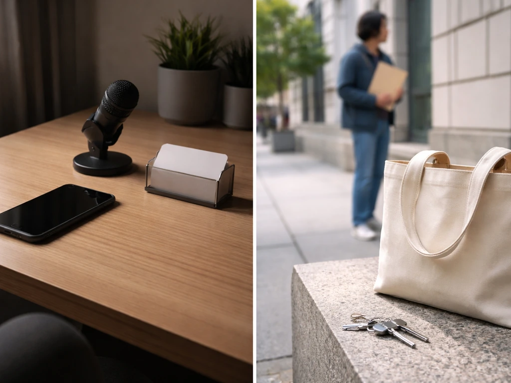 Minimal photo showing two contrasting business vs. personal identity cues in one frame, no text or logos.