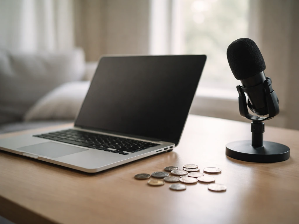 Minimal photo of a laptop beside coins, suggesting confusion between similar online identities