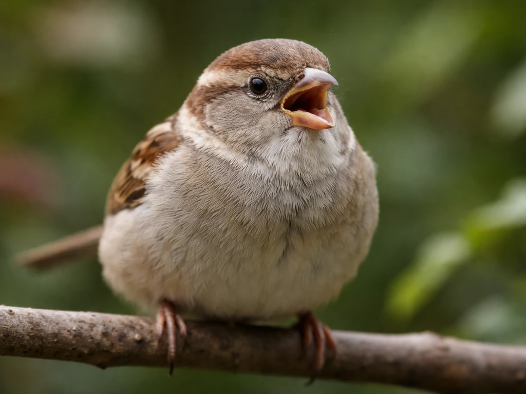 Close-up of a small bird perched with open-mouth breathing and subtle tail bobbing.