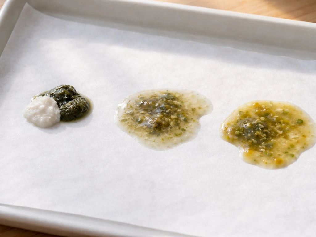 Clean tray with three spaced samples of bird droppings showing normal and abnormal watery appearances.