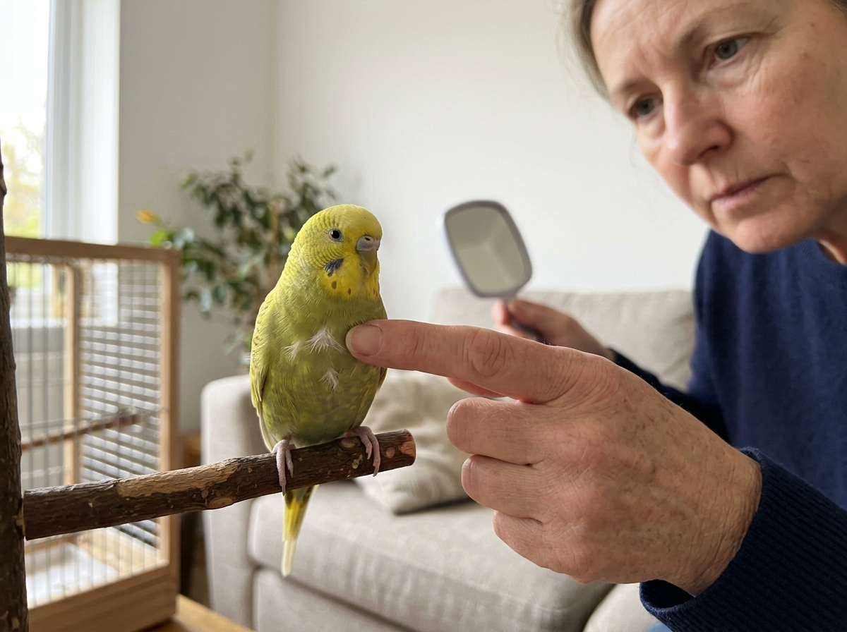 Checking a bird’s breathing and chest effort while it shivers.