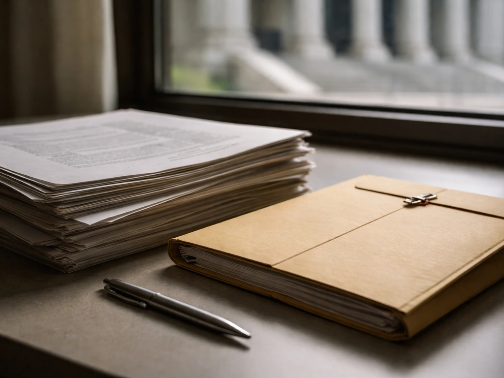 Close-up of legal paperwork and a sealed case file on a desk, hinting at major legal liabilities.