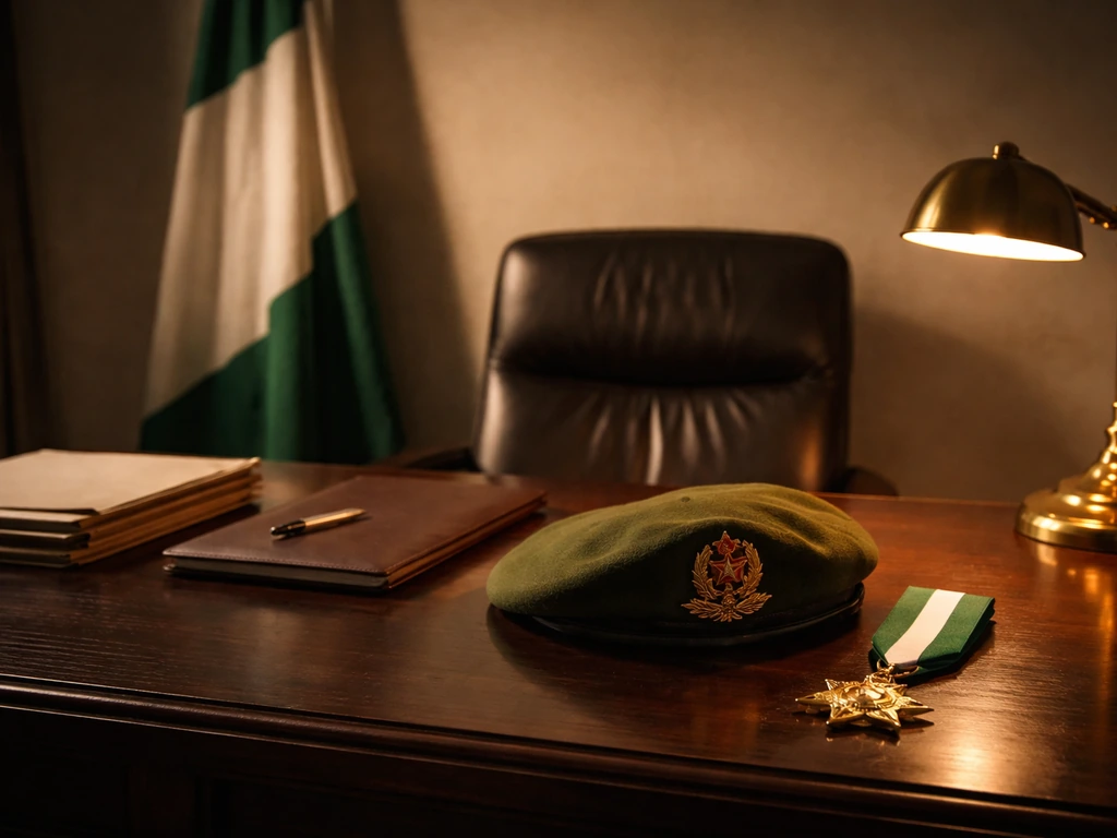 An anonymous Nigerian military-themed office scene suggesting Nigeria’s former head of state era.