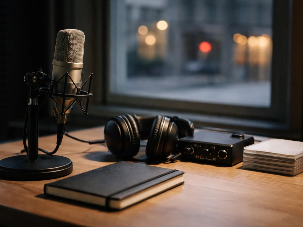 Minimal studio desk with music gear and a blurred street background to suggest rapper identity comparison.
