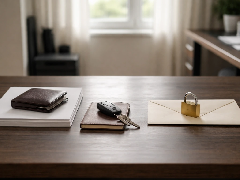 Minimal photo of a studio desk with documents and a wallet, symbolizing assets versus liabilities