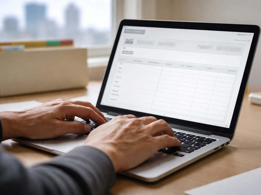 Close-up of a laptop showing an empty music-tour style earnings dashboard layout, symbolic of verifiable boxscore inputs