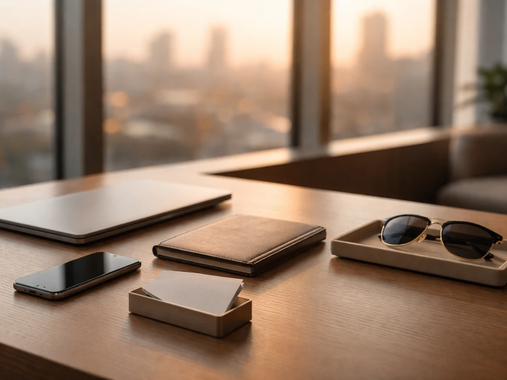 Luxury brand partnership workspace with an elegant laptop setup and subtle experiential marketing vibe