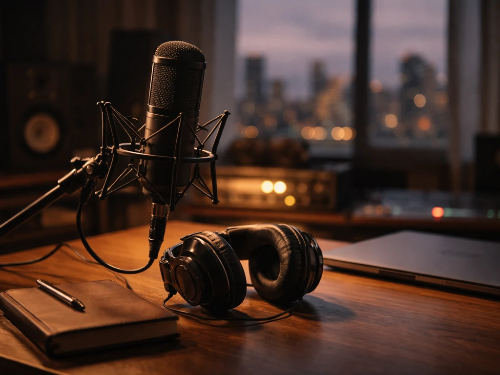 Anonymous music studio scene with a microphone, reflecting estimated net worth research