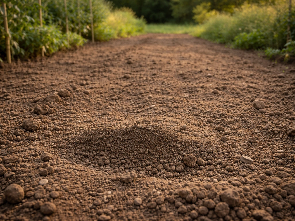 Terre émiettée et scarifiée, prête pour le semis dans un potager, lumière naturelle.
