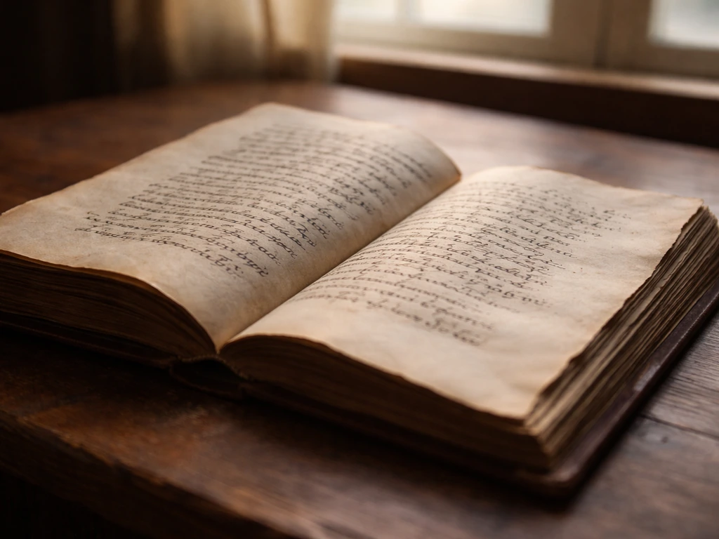 Close-up of an old book page with elegant handwritten-style verse about a dawn lark