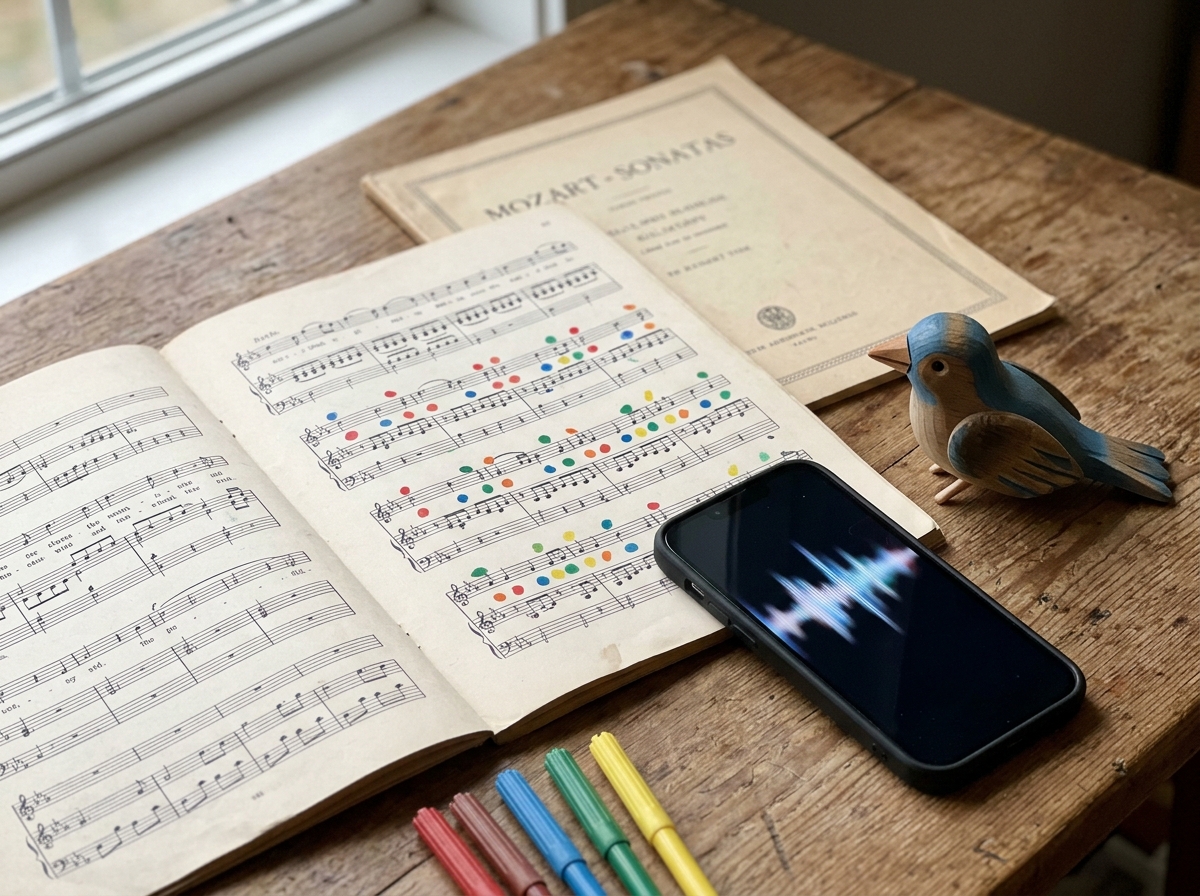 Music/poetry media props suggesting “crawl bird” meaning through symbolism