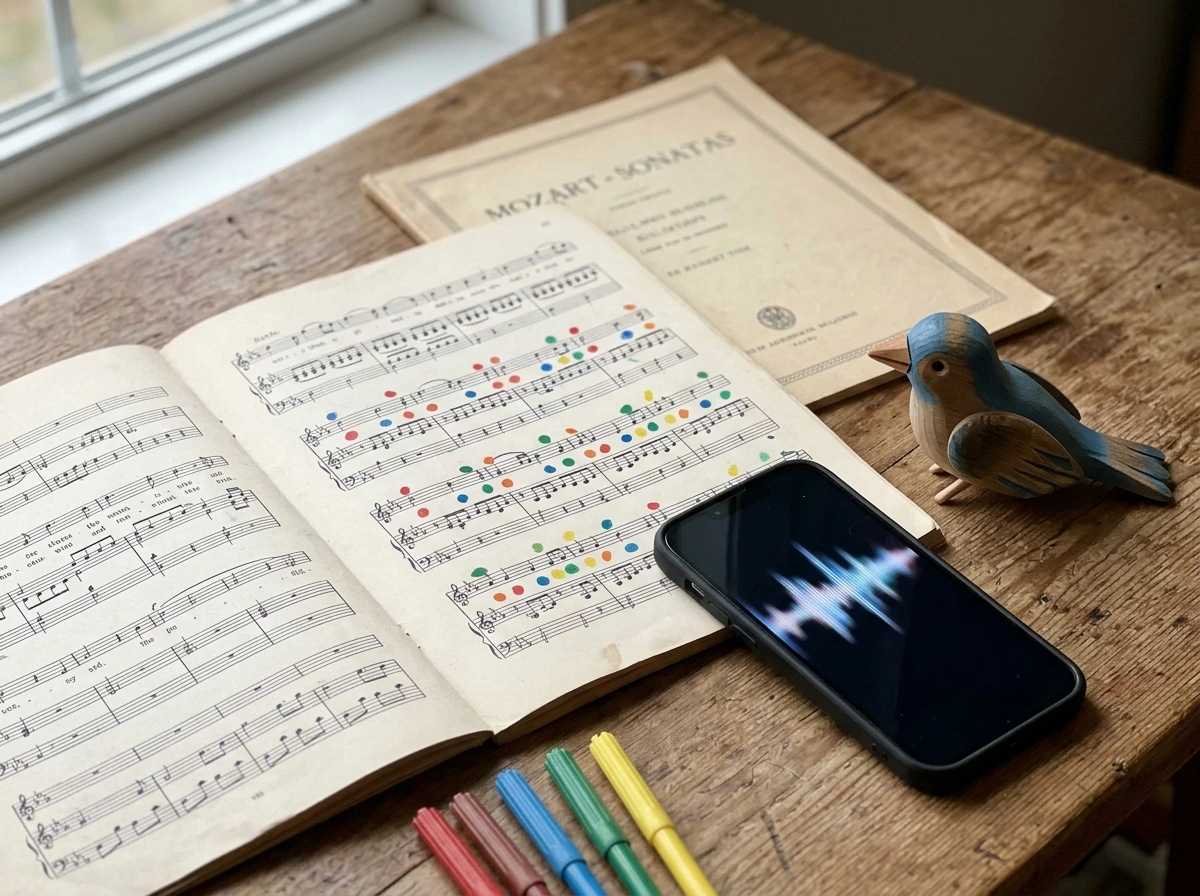 Music/poetry media props suggesting “crawl bird” meaning through symbolism