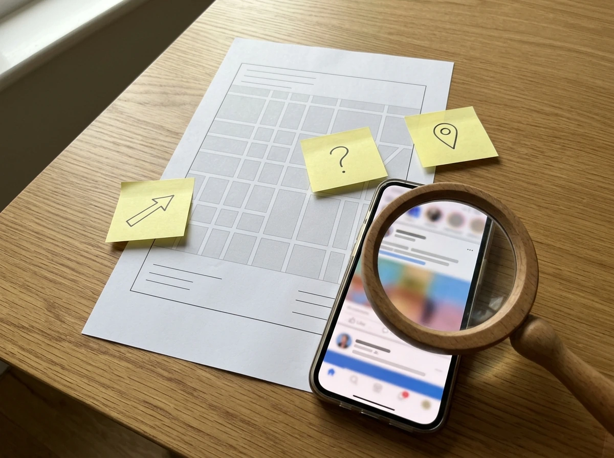 Magnifying glass and context-check props illustrating how to figure out the meaning fast