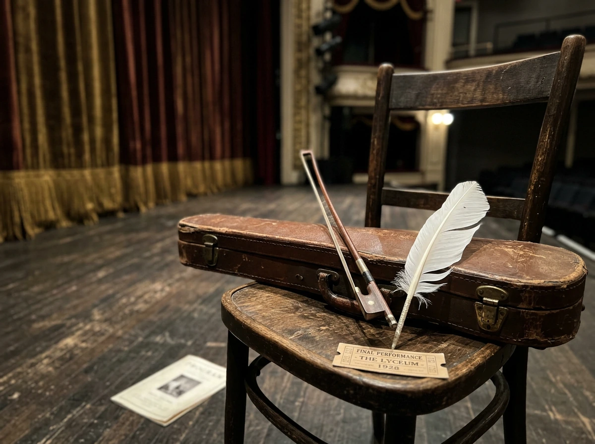 Props suggesting a final performance moment for the phrase 'swan song'.