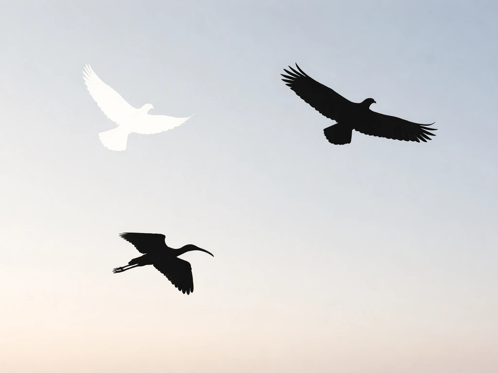 Minimal silhouettes of different birds on a pale sky, illustrating common misreadings.