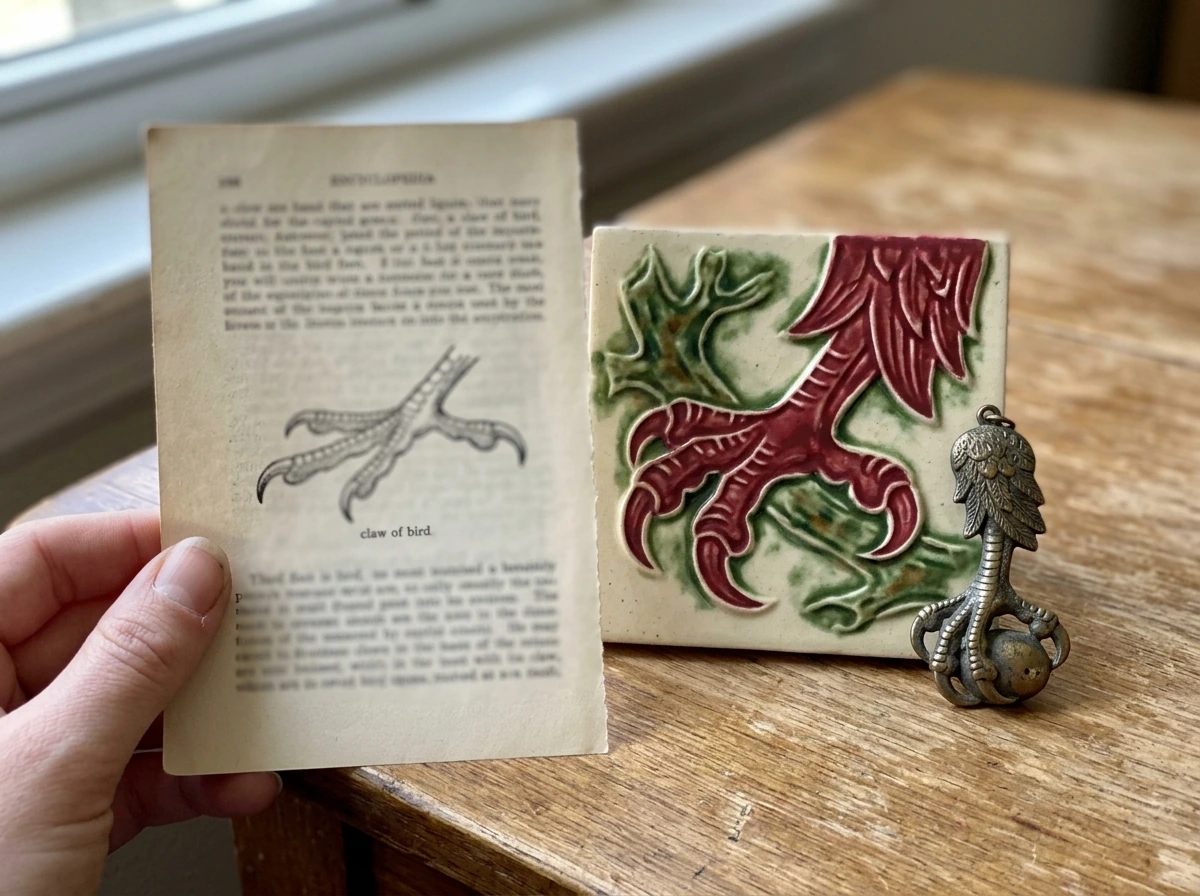 Objects showing common “bird claw” usage and heraldic talon motifs